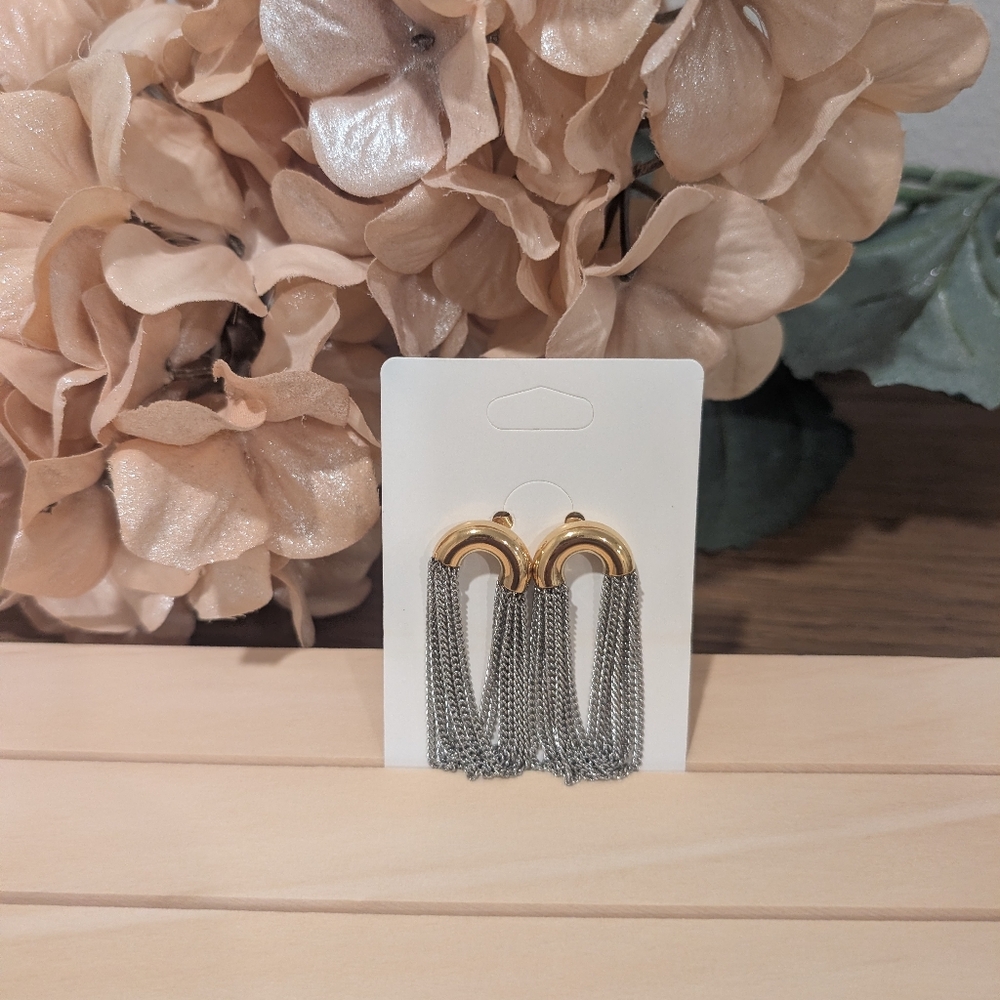 New Elegant Gold and Silver Tassel Earrings